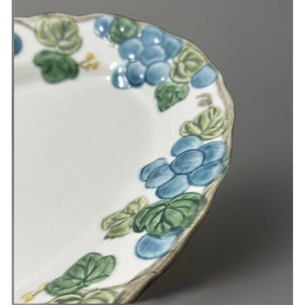 Metlox Poppy Trail Sculptured Grape Blue Oval Serving Platter USA 9.5